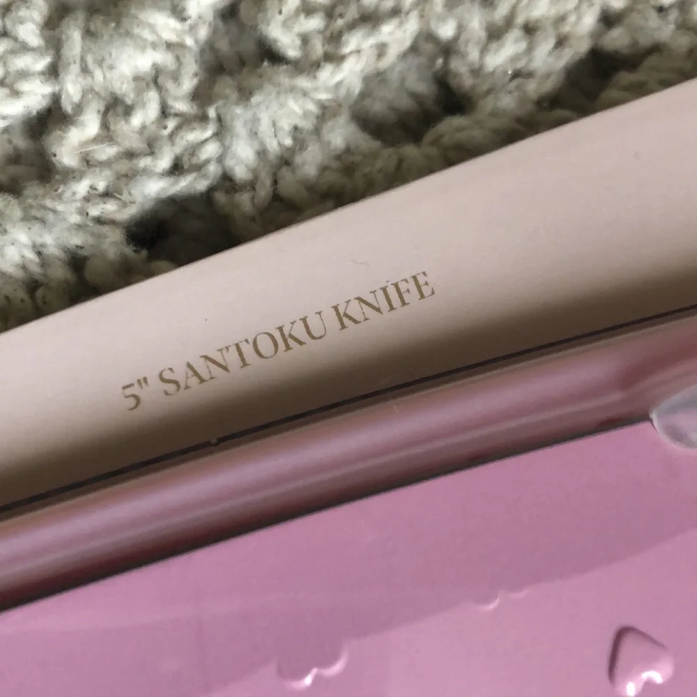 Paris Hilton Pink Santoku Knife Set with Protective Sheaths